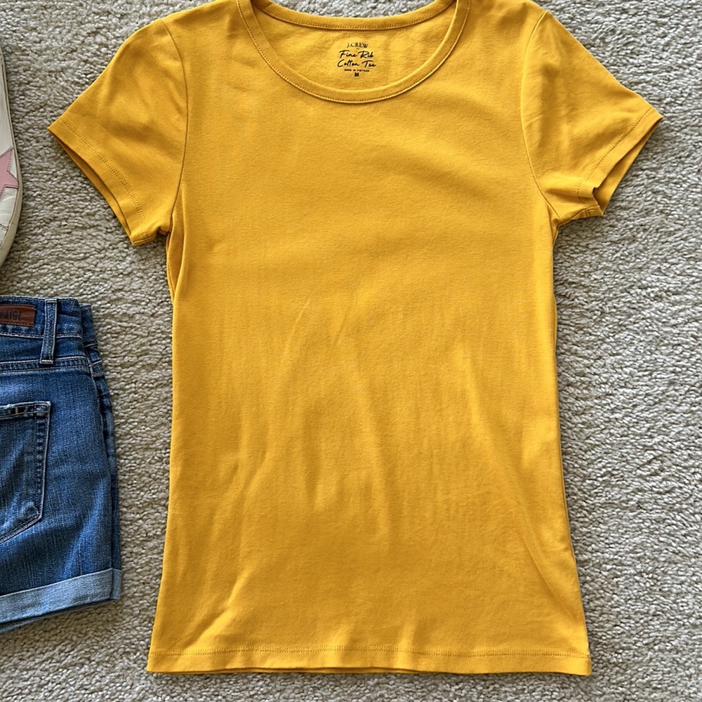 J. Crew Fine Ribbed Cotton Tee - Picture 2 of 6